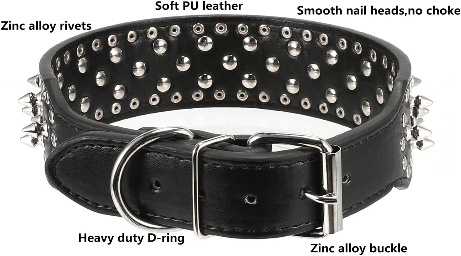 Adjustable Spiked Leather Dog Collar