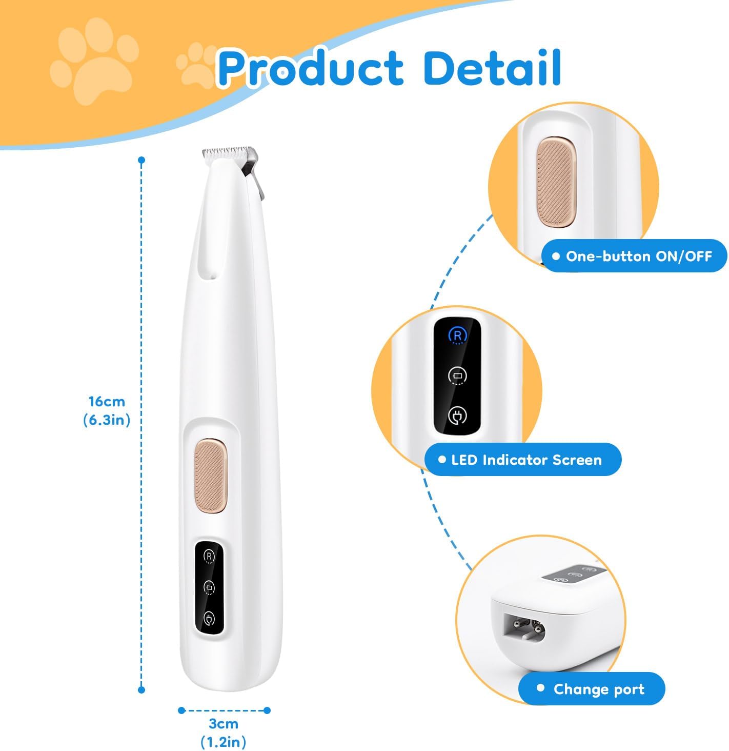 LED Waterproof Pet Precision Trimmer