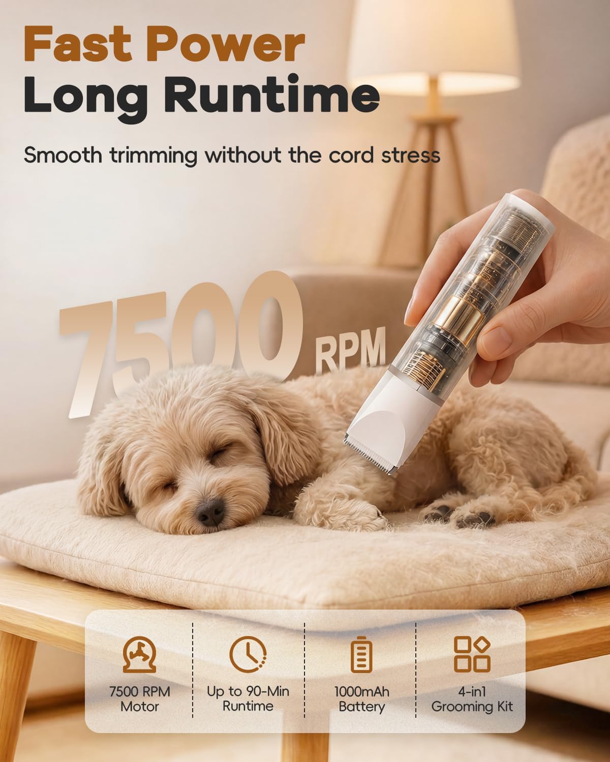 Cordless Quiet Dog Grooming Clipper Kit
