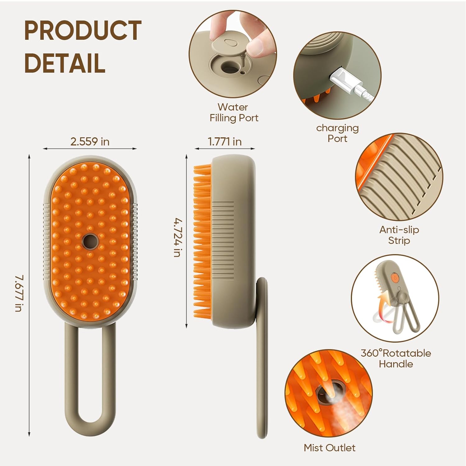4-in-1 Steam Pet Grooming Brush