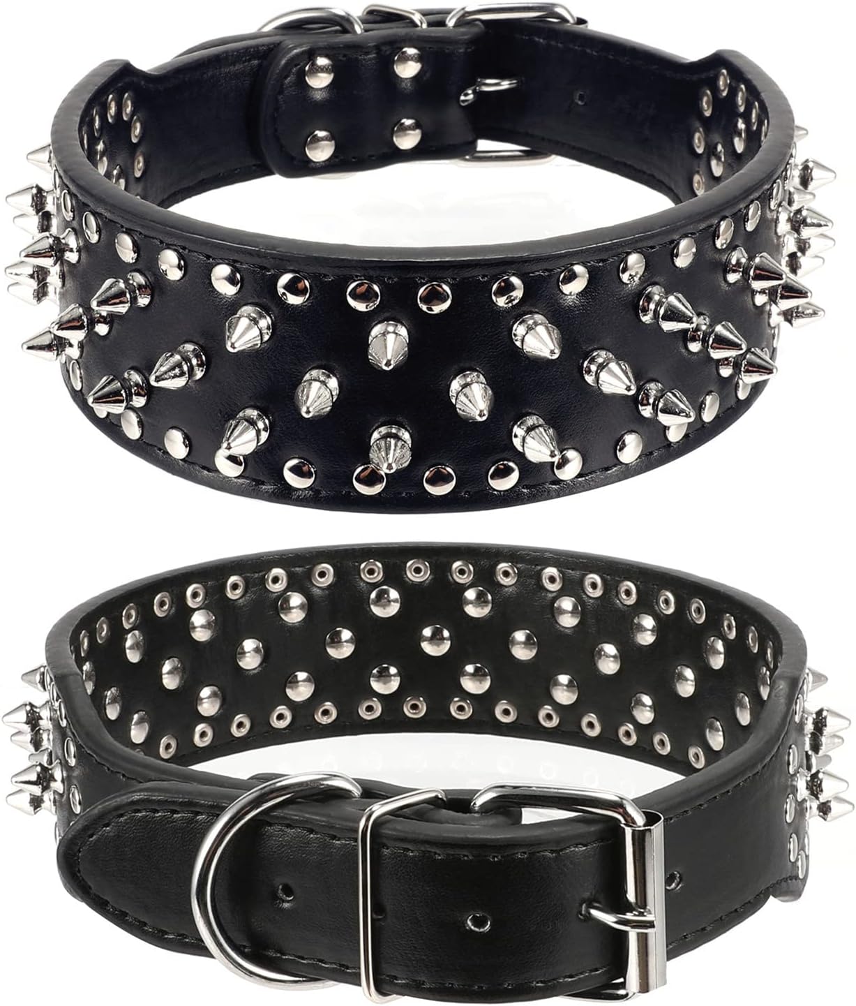 Adjustable Spiked Leather Dog Collar