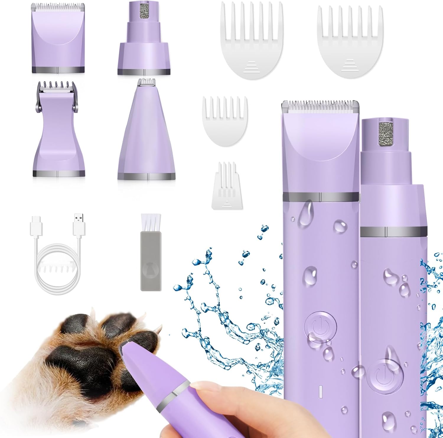 4-in-1 Quiet Dog Grooming Clipper Kit