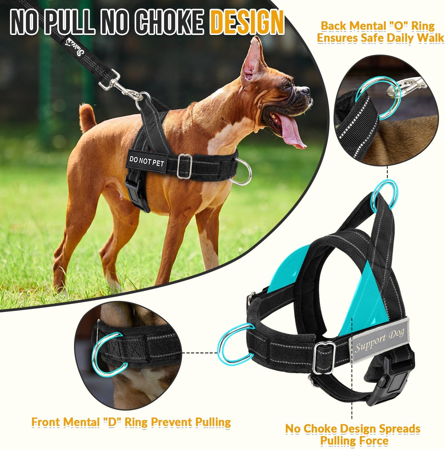 Reflective No Pull Dog Harness Set